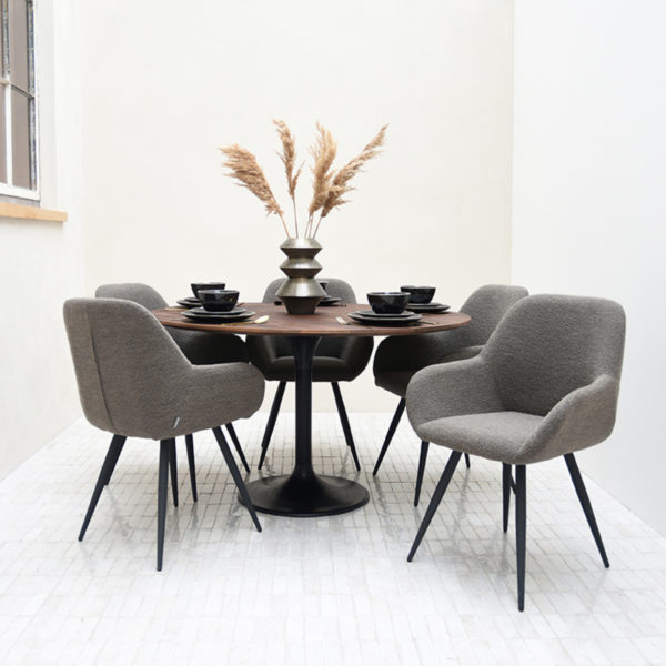 LABEL51 Eetkamertafel Otto - Espresso - Mangohout - 130 cm - Rond - Afbeelding 5