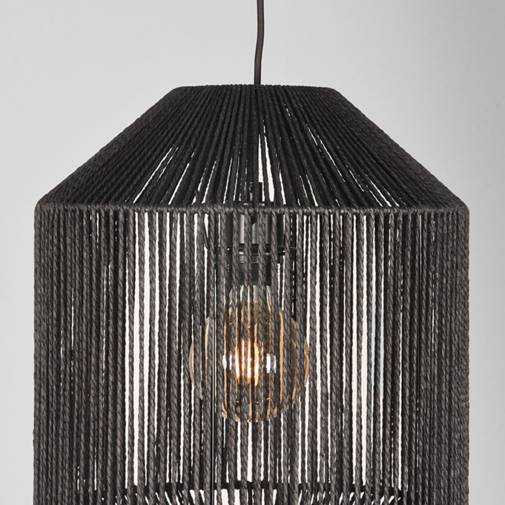 LABEL51 Hanglamp Ibiza - Zwart - Jute - 1-Lichts Cilinder - Afbeelding 3