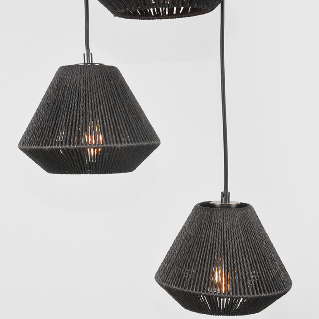 LABEL51 Hanglamp Ibiza - Zwart - Jute - 3-Lichts - Afbeelding 2