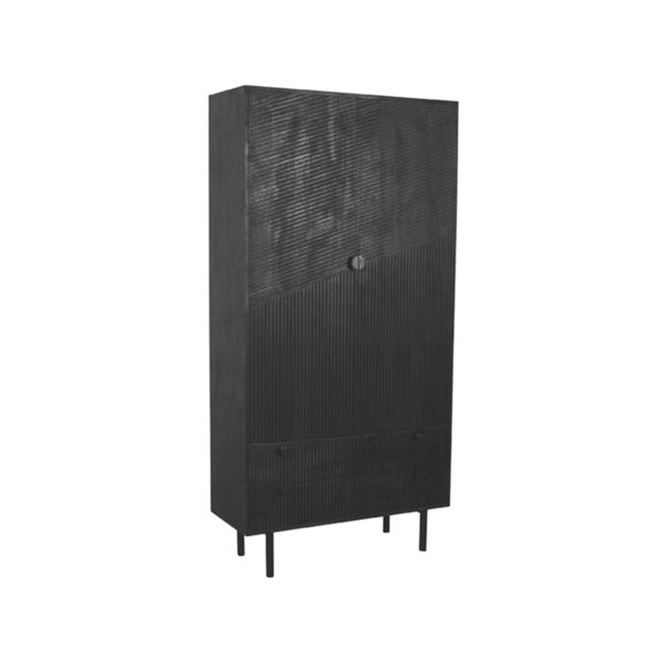 LABEL51 Bergkast Cotia - Zwart - Mangohout - Hoge Kast - Afbeelding 3