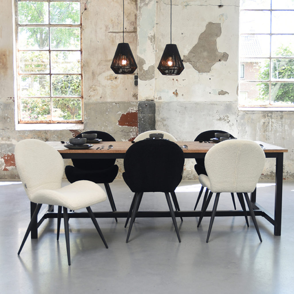 LABEL51 Eetkamerstoel Sky - Zwart - Teddy - Afbeelding 6