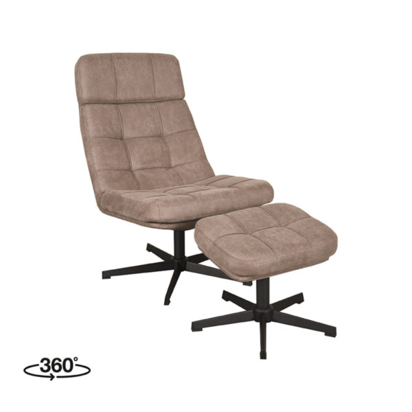 LABEL51 Fauteuil Alvar - Taupe - Boucle - Incl. Hocker - Afbeelding 4