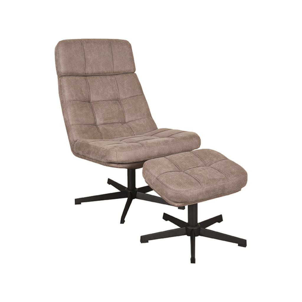 LABEL51 Fauteuil Alvar - Taupe - Boucle - Incl. Hocker - Afbeelding 5