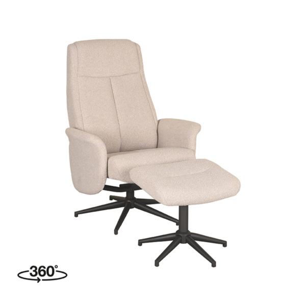 LABEL51 Fauteuil Bergen - Naturel - Boucle - Incl. Hocker - Afbeelding 2