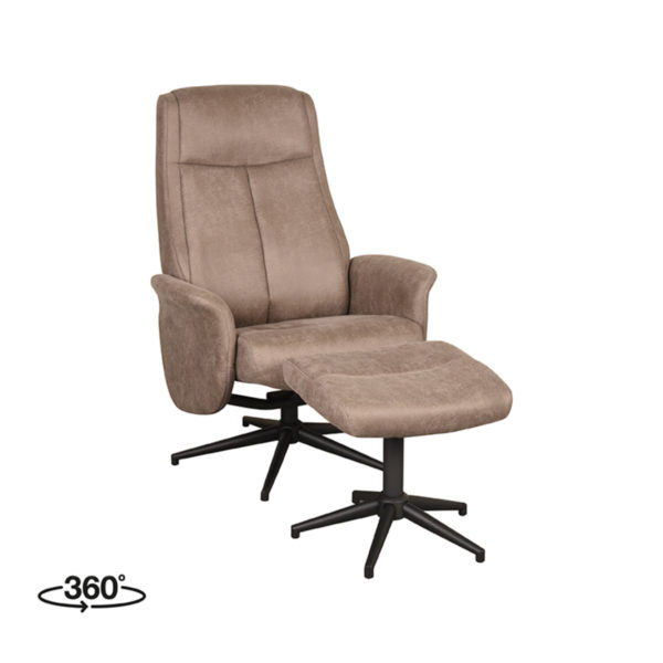 LABEL51 Fauteuil Bergen - Taupe - Micro Suede - Incl. Hocker - Afbeelding 2