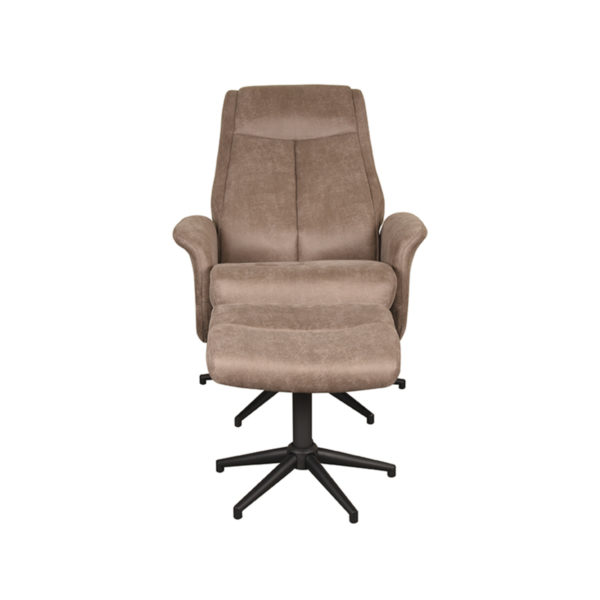 LABEL51 Fauteuil Bergen - Taupe - Micro Suede - Incl. Hocker - Afbeelding 6