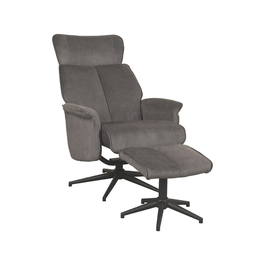 LABEL51 Fauteuil Verdal - Antraciet - Cosmo - Incl. Hocker - Afbeelding 3