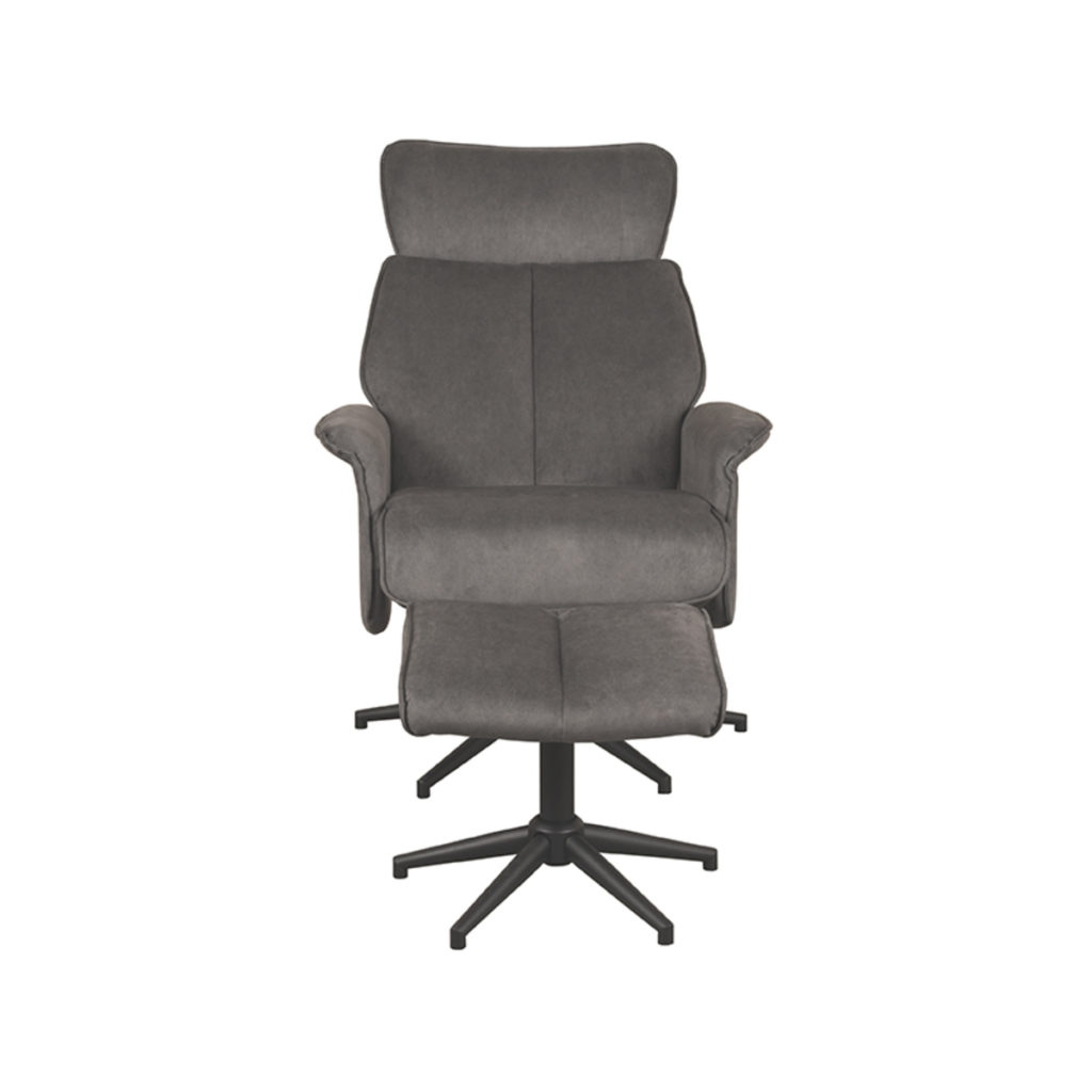 LABEL51 Fauteuil Verdal - Antraciet - Cosmo - Incl. Hocker - Afbeelding 5