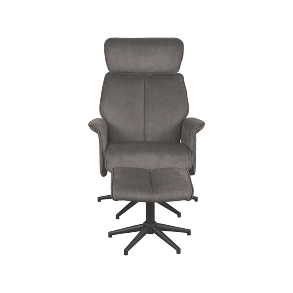 LABEL51 Fauteuil Verdal - Antraciet - Cosmo - Incl. Hocker - Afbeelding 4