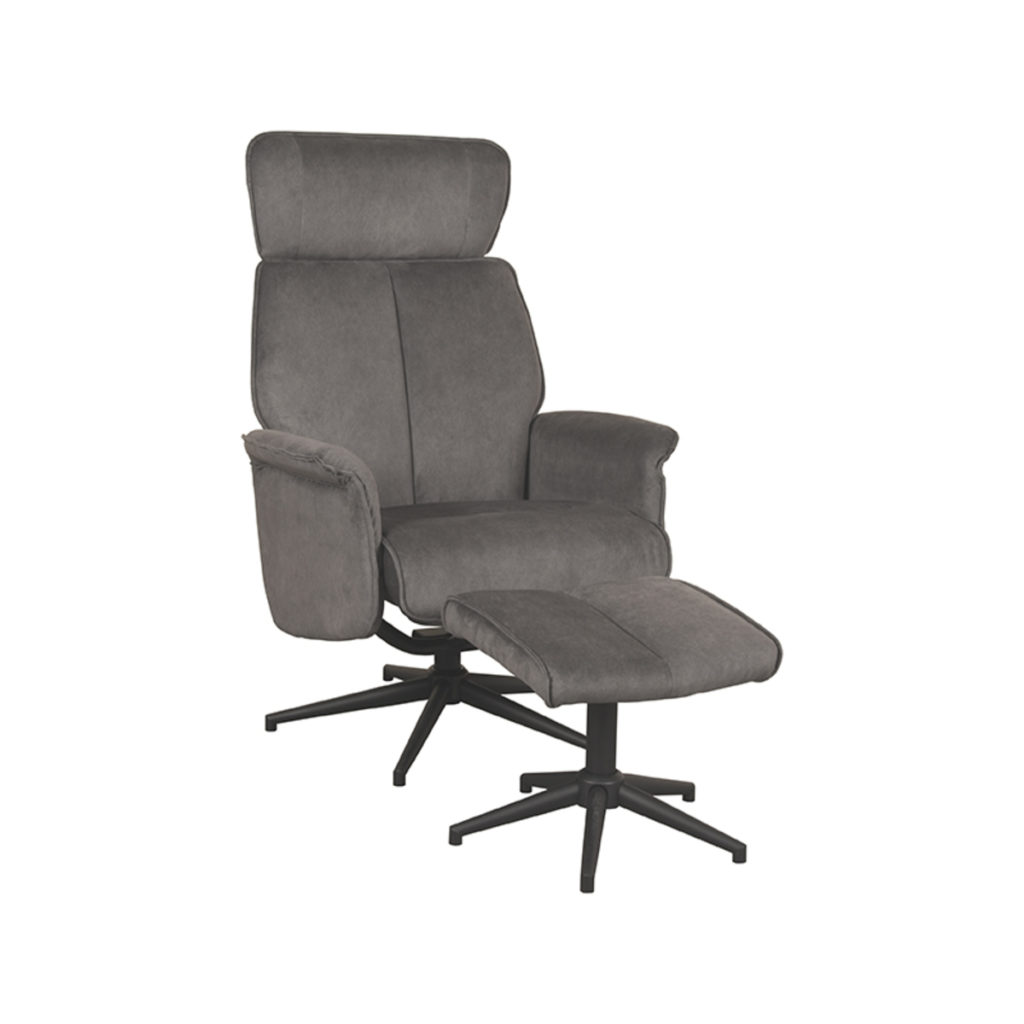LABEL51 Fauteuil Verdal - Antraciet - Cosmo - Incl. Hocker - Afbeelding 2