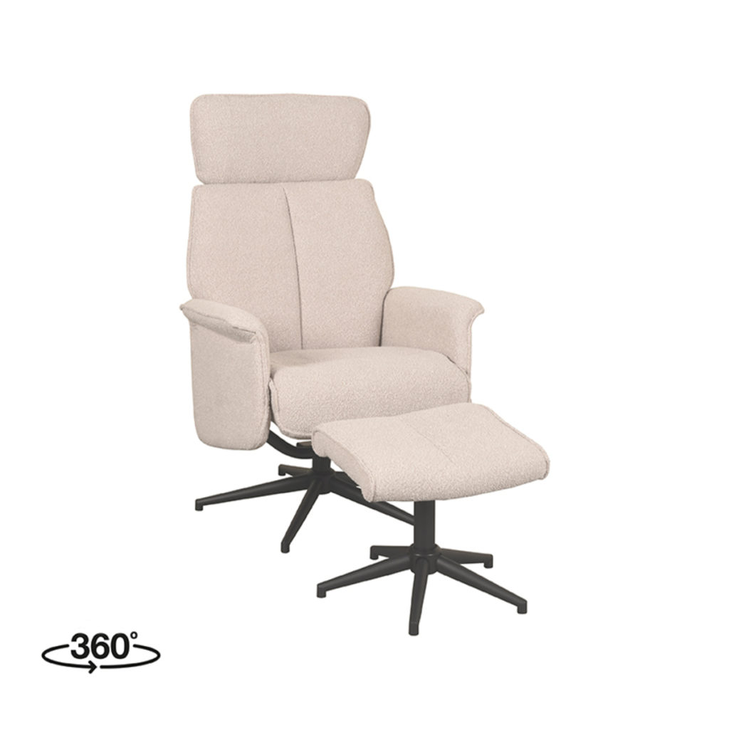 LABEL51 Fauteuil Verdal - Naturel - Boucle - Incl. Hocker - Afbeelding 2