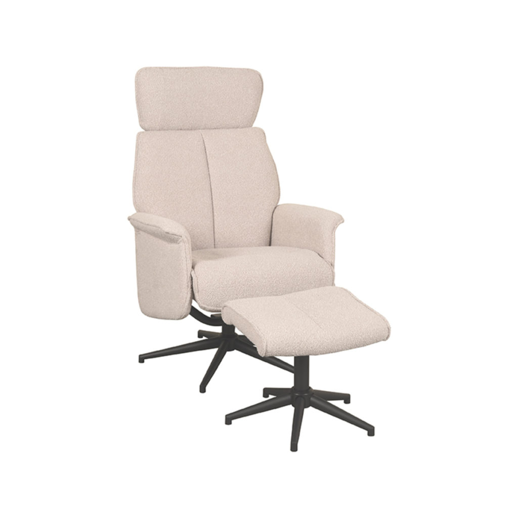 LABEL51 Fauteuil Verdal - Naturel - Boucle - Incl. Hocker - Afbeelding 6