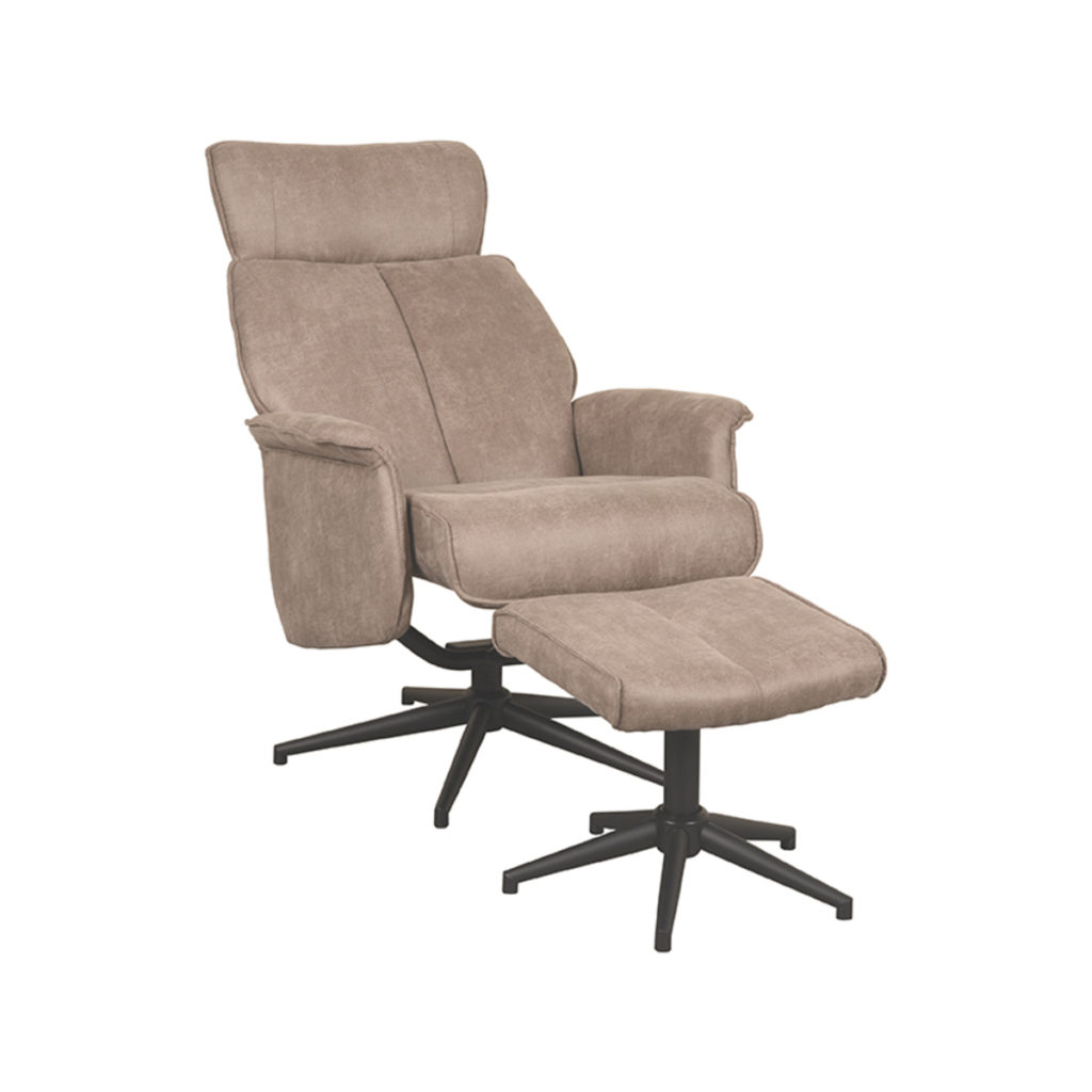 LABEL51 Fauteuil Verdal - Taupe - Micro Suede - Incl. Hocker - Afbeelding 3