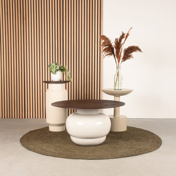 LABEL51 Salontafel Dim - Crème - Mangohout - 74 cm - Afbeelding 3