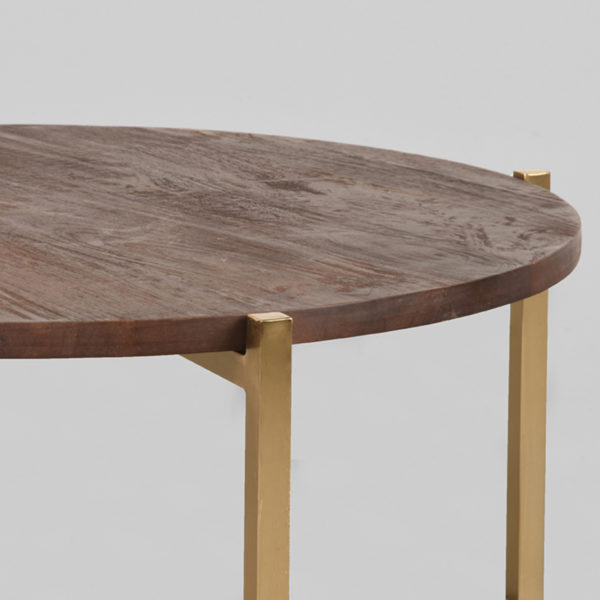 LABEL51 Salontafel Dox - Espresso - Mangohout - 70 cm - Goud - Afbeelding 3