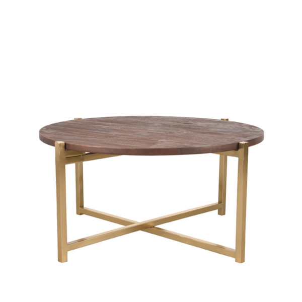 LABEL51 Salontafel Dox - Espresso - Mangohout - 70 cm - Goud - Afbeelding 2