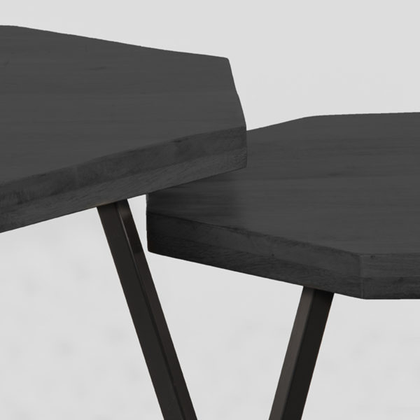 LABEL51 Salontafel Figure - Zwart - Mangohout - 70 cm - Afbeelding 3