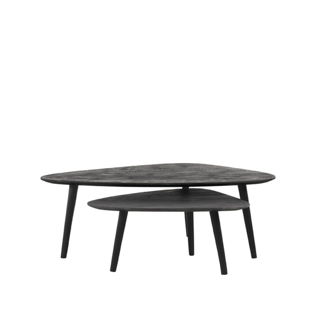 LABEL51 Salontafel Set Rock - Zwart - Mangohout - 110 cm - Afbeelding 2
