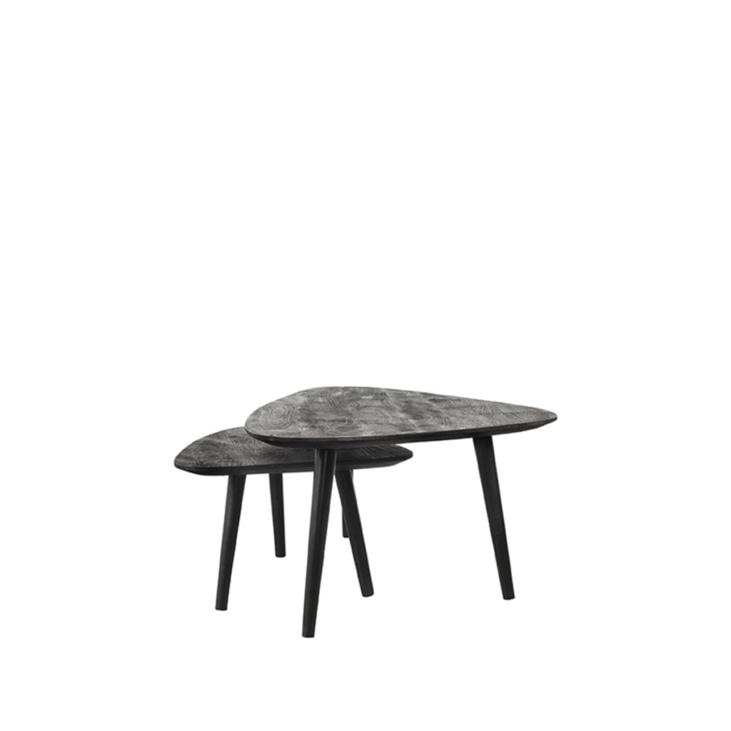 LABEL51 Salontafel Set Rock - Zwart - Mangohout - 110 cm - Afbeelding 3
