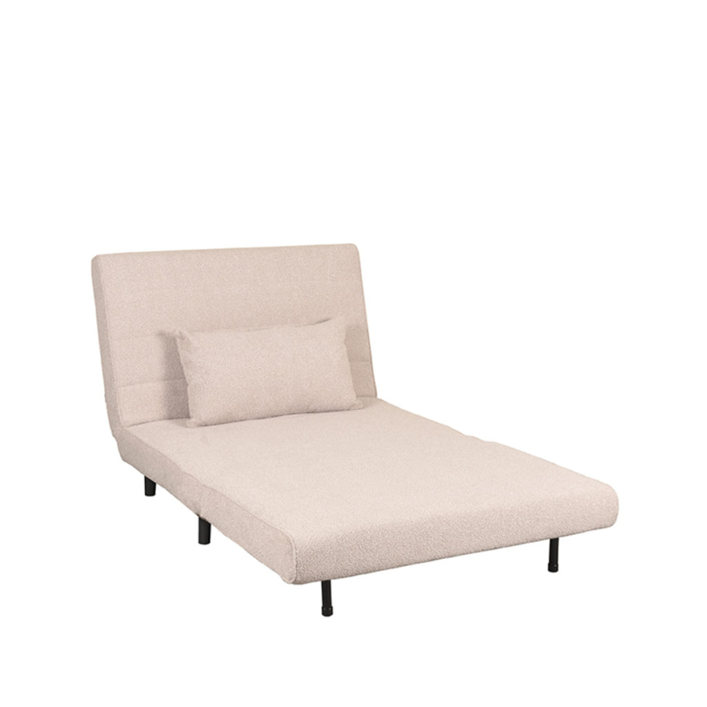 LABEL51 Slaapbank Single - Naturel - Boucle - Single | Zwarte Poot - Afbeelding 2