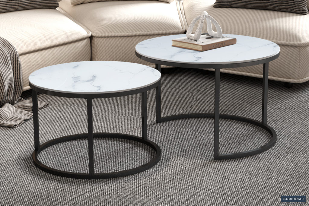 Salontafel 'Boston' Decor Glas Marmer Wit (1c)