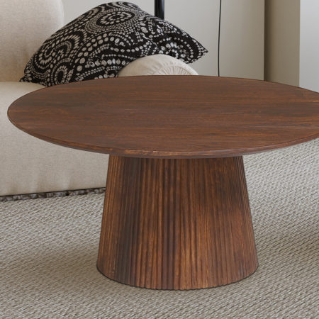 Salontafel 'Miguel' 80 cm Rond Mango hout Lichtbruin (2c)