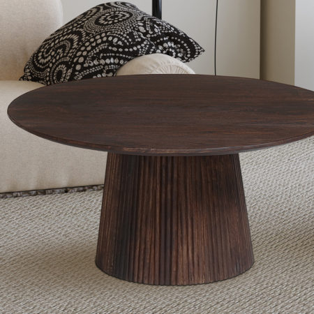 Salontafel 'Miguel' 80 cm Rond Mango hout Donkerbruin (2c)