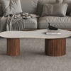 Salontafel 'Marlon' 120 cm Mango hout met Travertin Beige (2c)