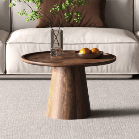 Salontafel 'Jules' 65x40 cm Rond Mango hout Lichtbruin (2c)
