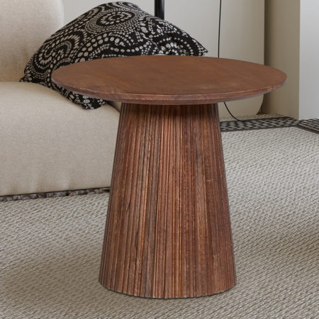 Salontafel 'Miguel' 50 cm Rond Mango hout Lichtbruin (2c)