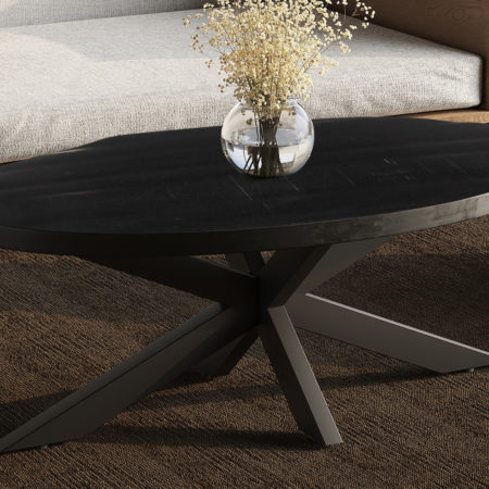 Salontafel 'Madeira' Ovaal Mango hout zwart (1c)
