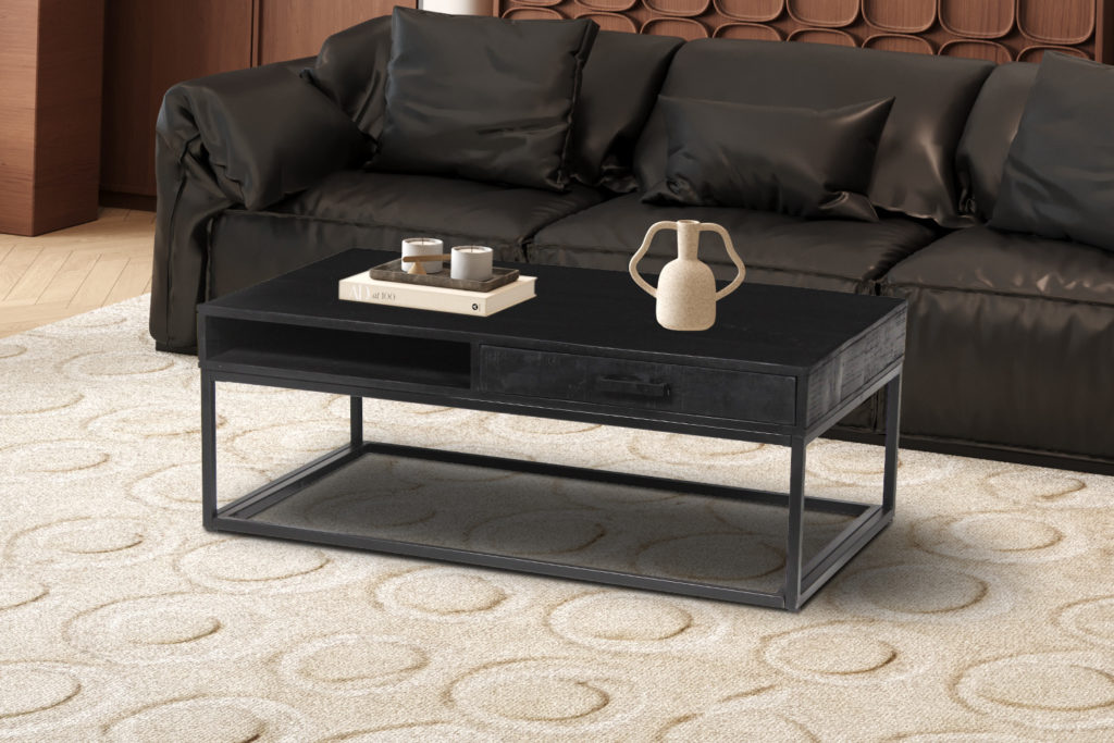 Salontafel 'Madeira' met lade Mangohout zwart