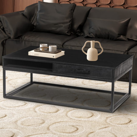Salontafel 'Madeira' met lade Mangohout zwart