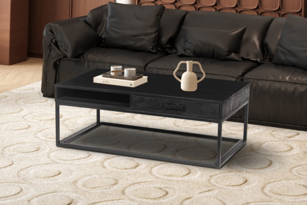 Salontafel 'Madeira' met lade Mangohout zwart
