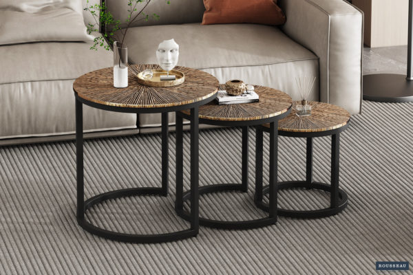 Salontafel 'Alicia' set van 3 Sun Gold