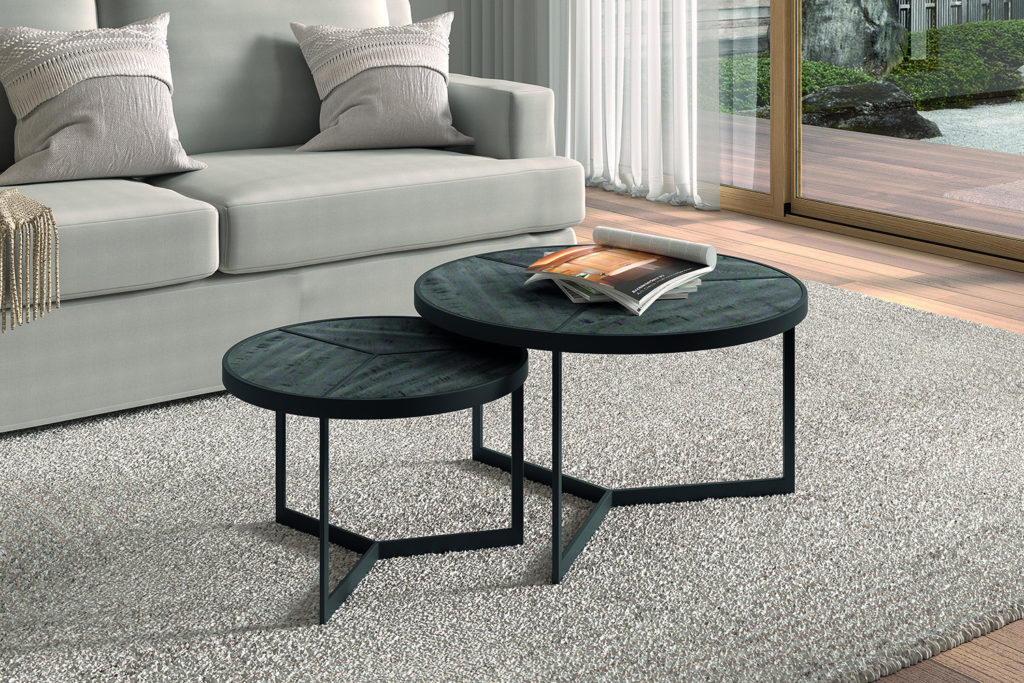 Coffee table 'Laveu' 2-piece Mango wood black (1c)