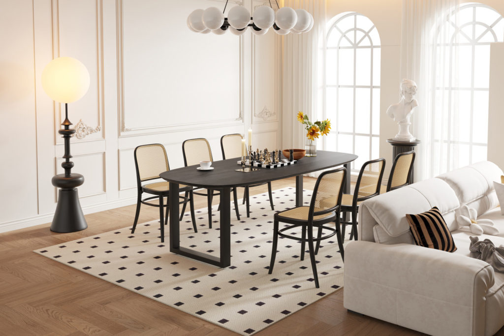 Tafel 'Tommy' 220x100 cm Deens Ovaal U-Poot Mango hout Zwart