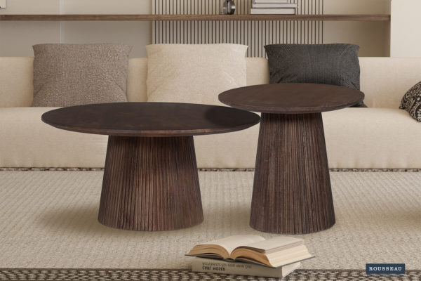 Salontafel 'Miguel' 50 cm Rond Mango hout Donkerbruin (2c) - Afbeelding 2