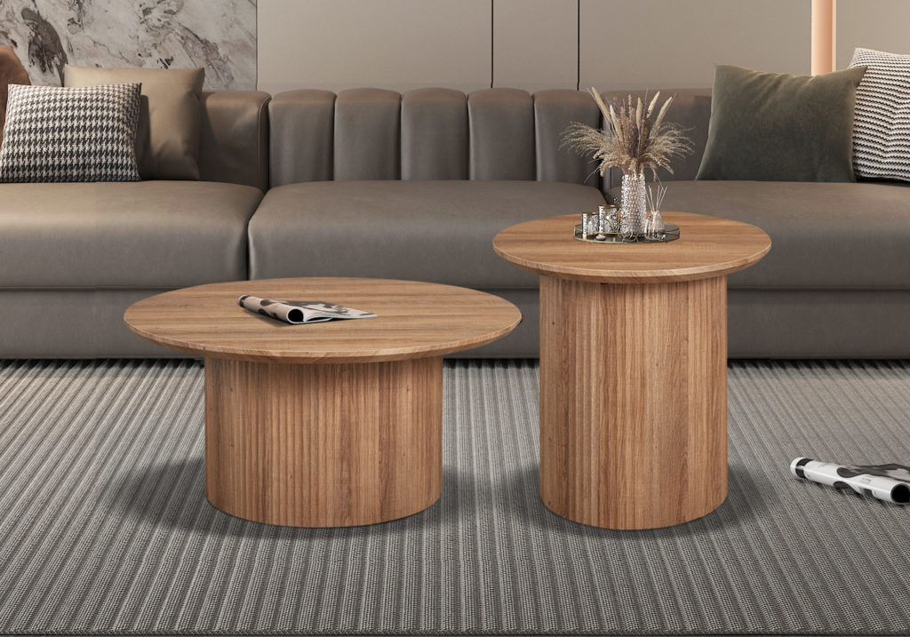 Salontafel 'Lagos' 80 cm Rond Decor Oude eik (2c) - Afbeelding 2