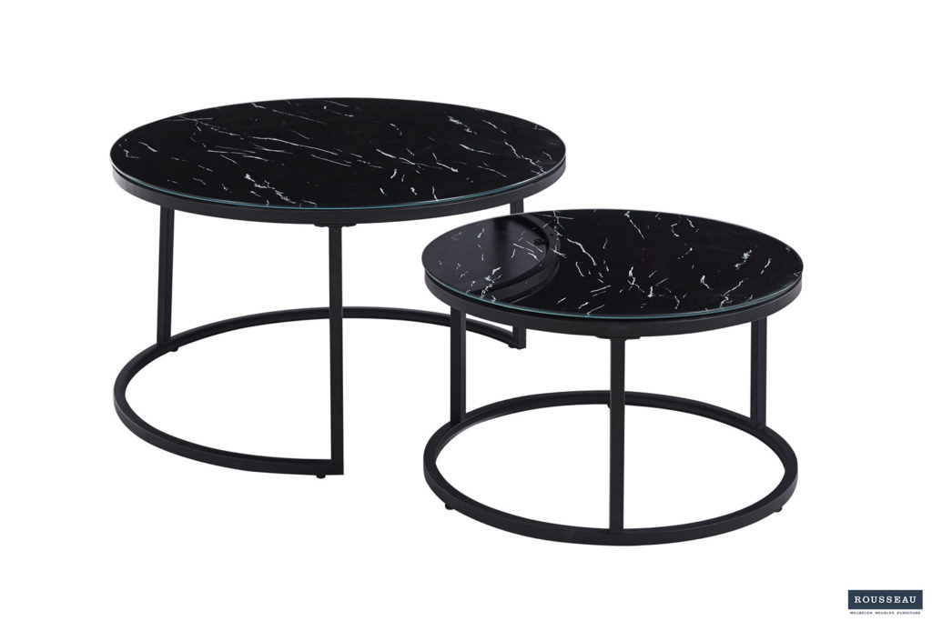 Salontafel 'Boston' Decor Glas Marmer Zwart (1c) - Afbeelding 2