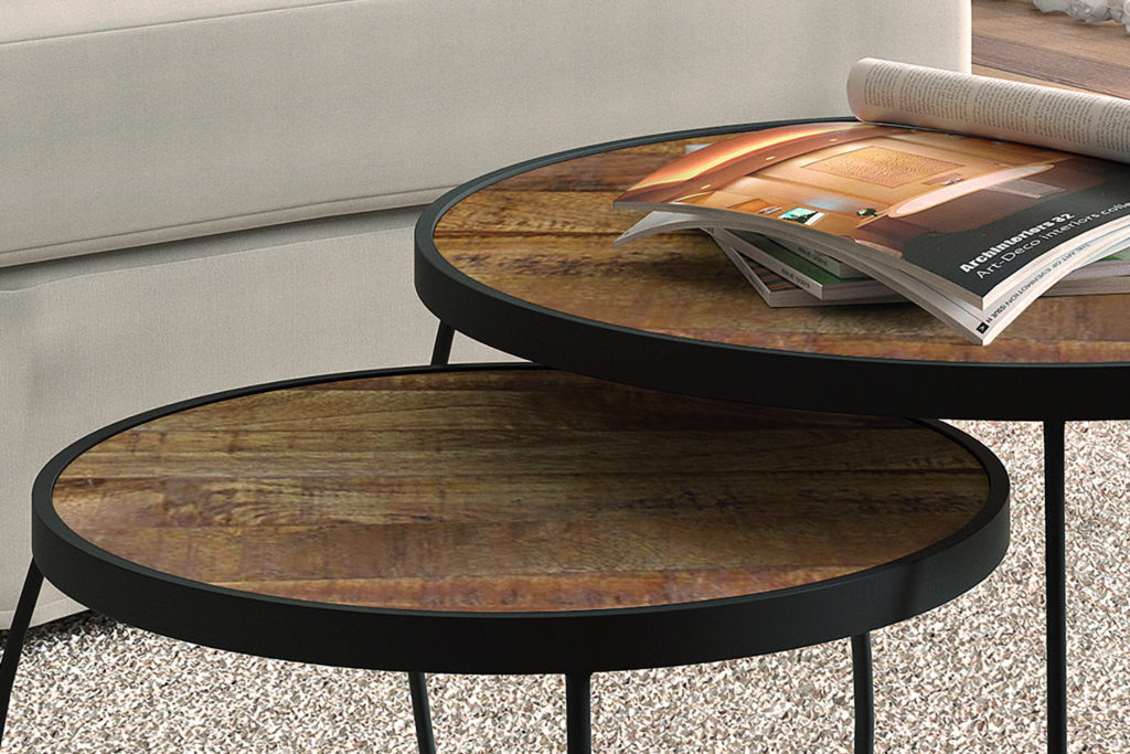 Salontafel 'Lars' 2-delig Mango hout (1c) - Afbeelding 2