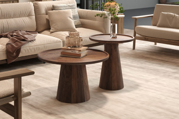 Salontafel 'Jules' 65x40 cm Rond Mango hout Lichtbruin (2c) - Afbeelding 2