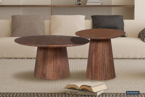 Salontafel 'Miguel' 50 cm Rond Mango hout Lichtbruin (2c) - Afbeelding 2