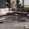 Salontafel 'Lennox' 3 delen Mangohout zwart - Afbeelding 2