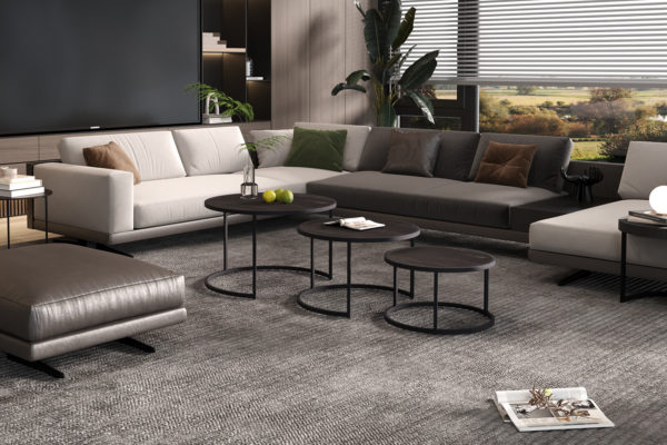 Salontafel 'Lennox' 3 delen Mangohout zwart - Afbeelding 2