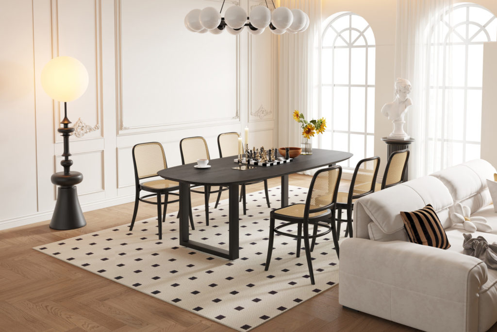 Tafel 'Tommy' 220x100 cm Deens Ovaal U-Poot Mango hout Zwart - Afbeelding 2