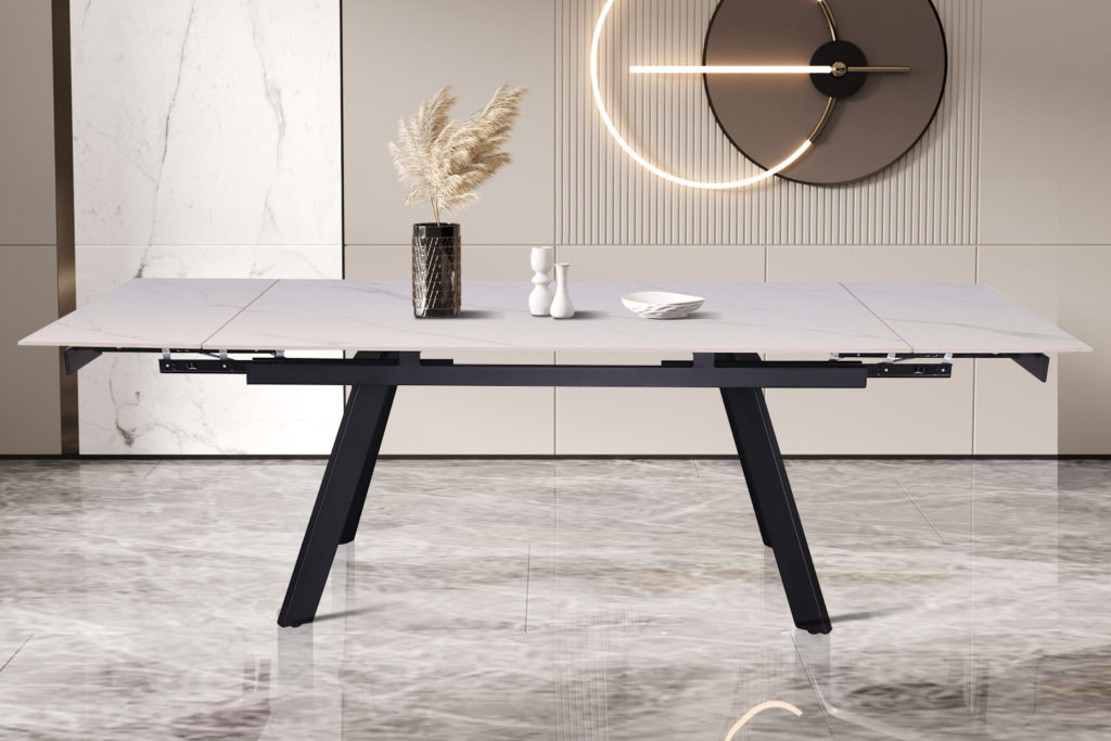 Uitschuifbare tafel 'Hera' 160-240 cm Rechthoekig Steen Wit - Afbeelding 2