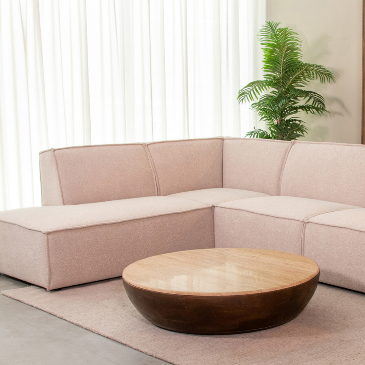 Het Steigerhouthuis LABEL51 Salontafel Bowl - Espresso - Travertin