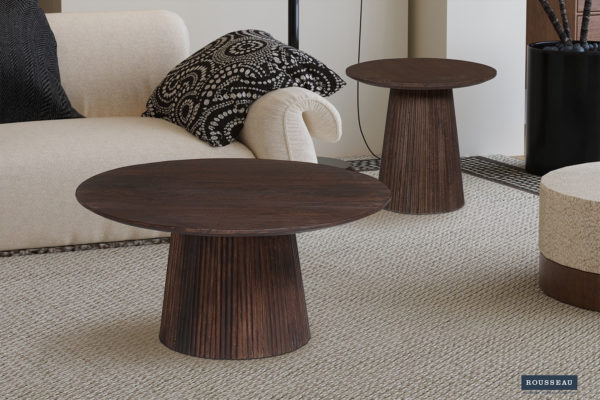 Salontafel 'Miguel' 50 cm Rond Mango hout Donkerbruin (2c) - Afbeelding 3