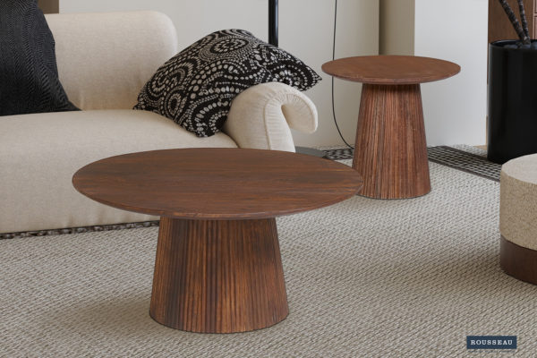 Salontafel 'Miguel' 80 cm Rond Mango hout Lichtbruin (2c) - Afbeelding 3